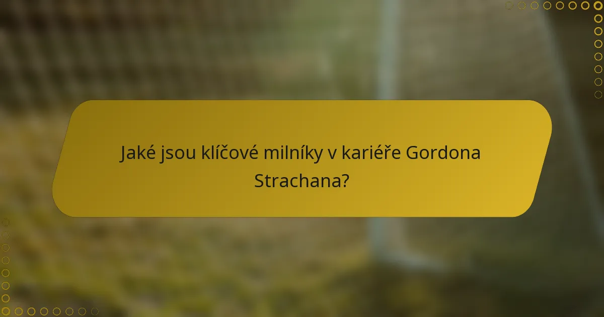 Jaké jsou klíčové milníky v kariéře Gordona Strachana?