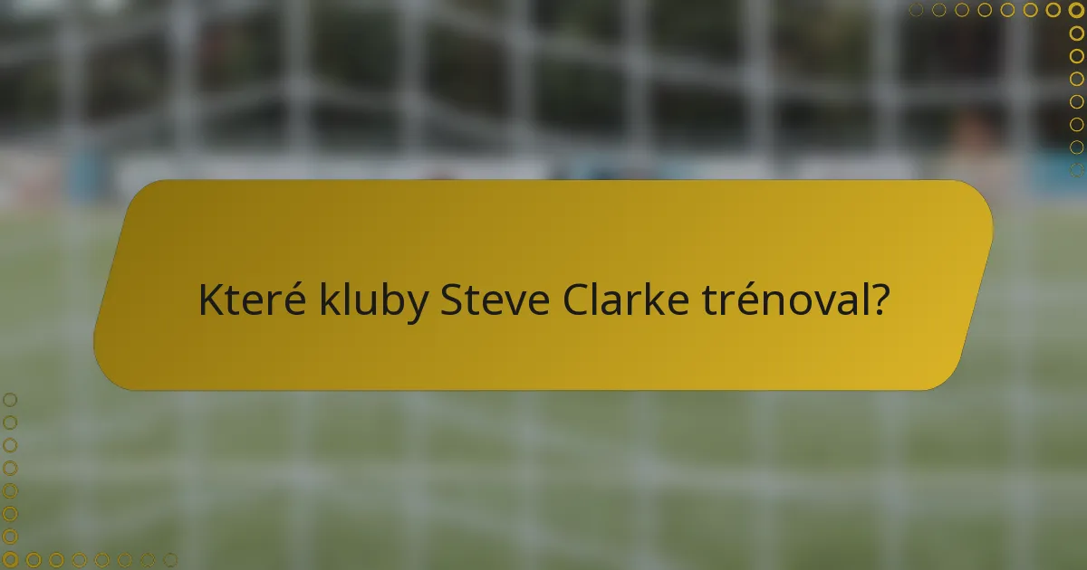 Které kluby Steve Clarke trénoval?